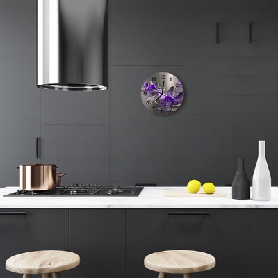 Relógio de parede redondo Flores de vidro