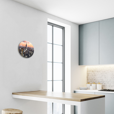 Relógio de vidro redondo Edifícios da cidade