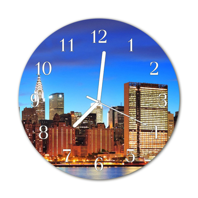 Relógio de vidro redondo Edifícios da cidade