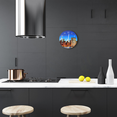 Relógio de vidro redondo Edifícios da cidade