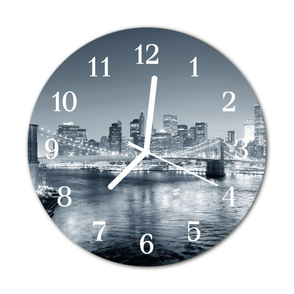 Relógio de vidro redondo Cidade à noite