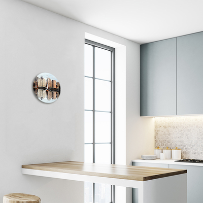 Relógio de vidro redondo Edifícios da cidade