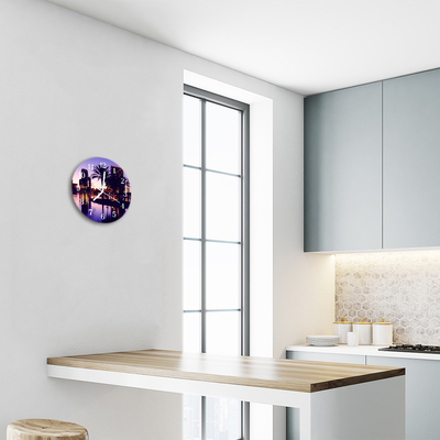 Relógio de vidro redondo Palmeiras da Flórida