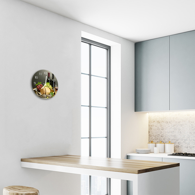 Relógio de vidro redondo Uvas para vinho