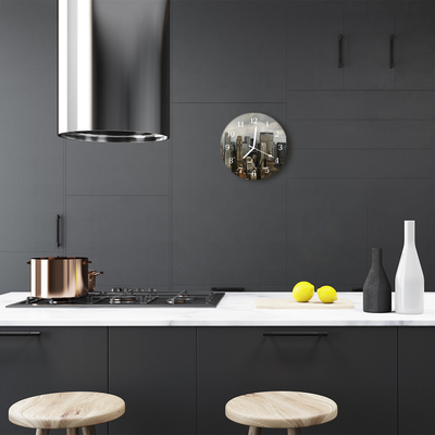 Relógio de vidro redondo Edifícios da cidade