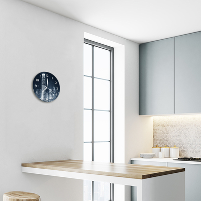 Relógio de vidro redondo Edifícios da cidade