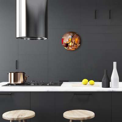 Relógio de vidro redondo Um barril de cerveja