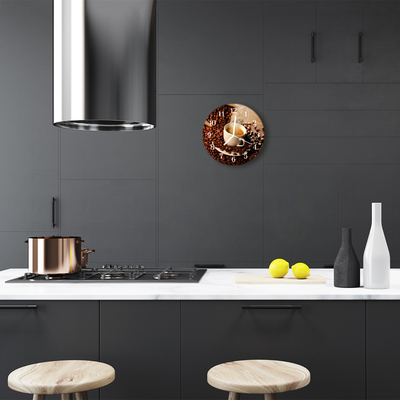 Relógio redondo Uma xícara de café