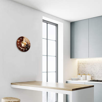 Relógio redondo Uma xícara de café