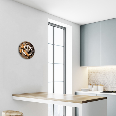 Relógio de vidro redondo Café com canela