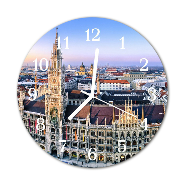 Relógio de vidro redondo Edifícios da cidade