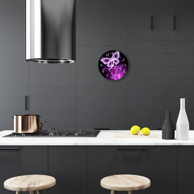 Relógio de vidro redondo Borboleta