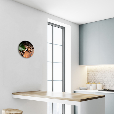 Relógio de vidro redondo Grãos de café