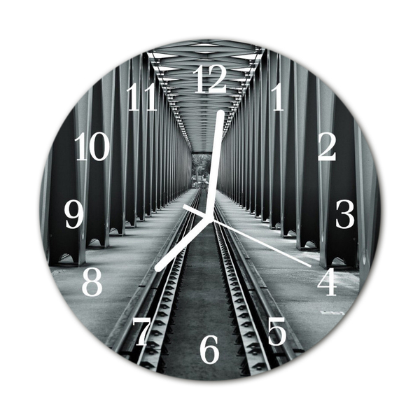 Relógio de vidro redondo Trilhos ferroviários