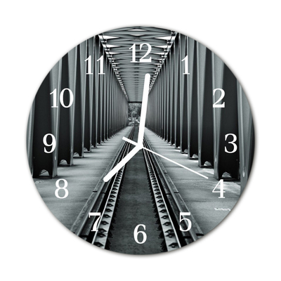 Relógio de vidro redondo Trilhos ferroviários