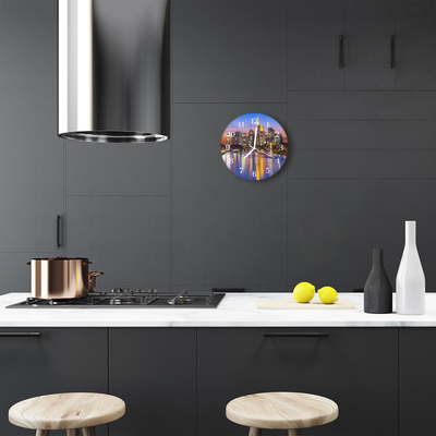 Relógio de vidro redondo Edifícios da cidade