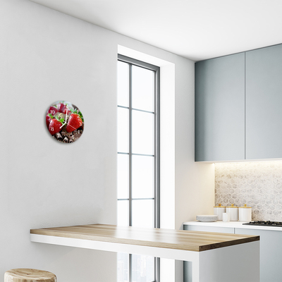 Relógio de vidro redondo Morangos