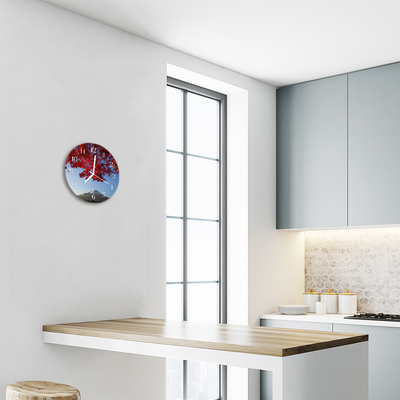 Relógio de vidro redondo Folhas de montanha