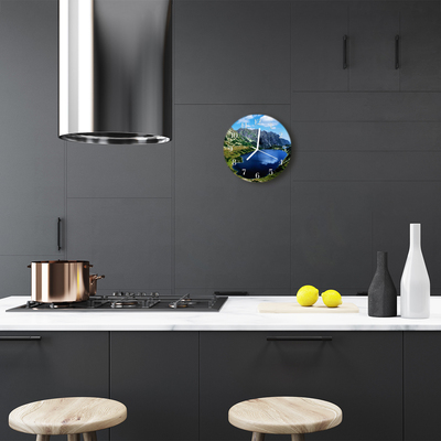 Relógio de vidro redondo Lago de montanha