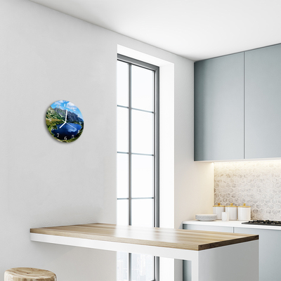 Relógio de vidro redondo Lago de montanha