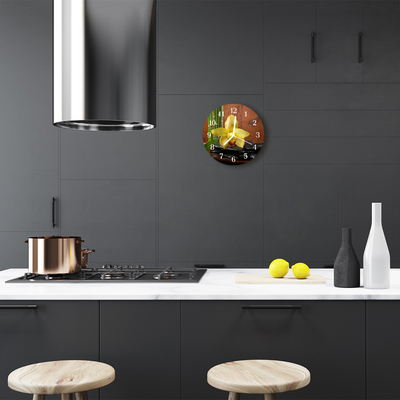 Relógio redondo Orquídea de bambu