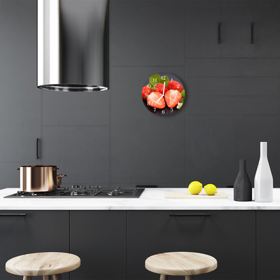 Relógio de vidro redondo Morangos