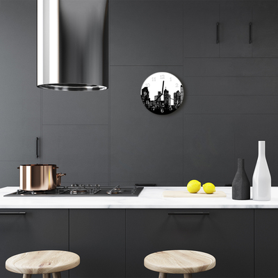 Relógio de vidro redondo Edifícios da cidade