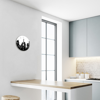 Relógio de vidro redondo Edifícios da cidade