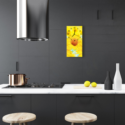 Relógio de vidro vertical Flores Girassol Amarelo