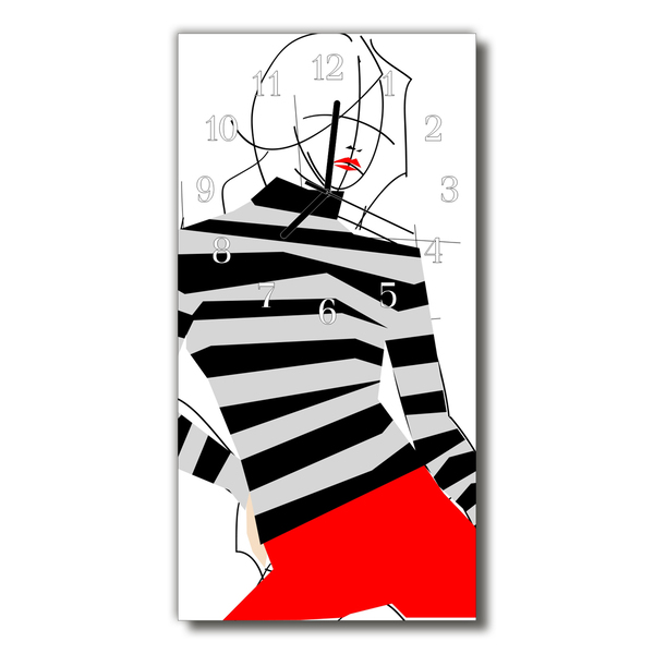 Relógio de vidro vertical Mulher gráfica colorida