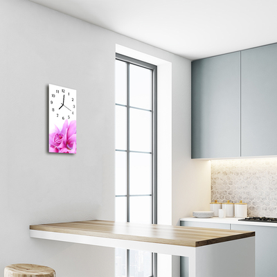 Relógio de vidro vertical Orquídea Rosa Artística