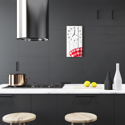 Relógio de vidro vertical Cozinha Art Wood Vermelha