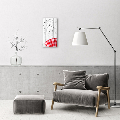 Relógio de vidro vertical Cozinha Art Wood Vermelha