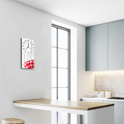 Relógio de vidro vertical Cozinha Art Wood Vermelha