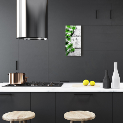 Relógio de vidro vertical Tela de arte madeira verde