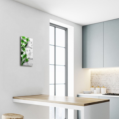 Relógio de vidro vertical Tela de arte madeira verde