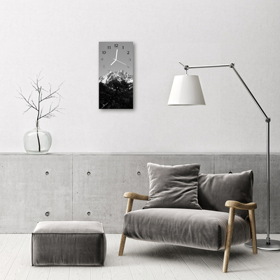 Relógio de vidro vertical Paisagens Montanhas vista cinza