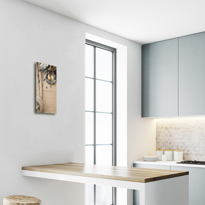 Relógio vertical Bússola de madeira bege