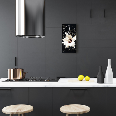 Relógio de vidro vertical Flores Flor branca