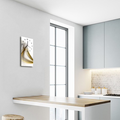 Relógio de vidro vertical Arte Abstrata Linhas Bege