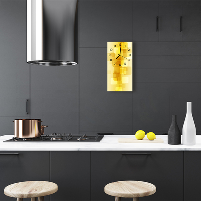 Relógio vertical Arte Retângulos Dourados Amarelos