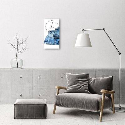 Relógio de vidro vertical Jeans coloridos