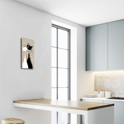 Relógio de vidro vertical Animais Gatos bege