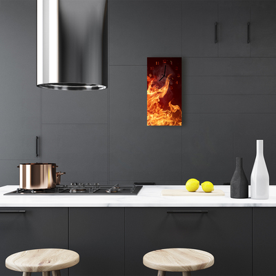 Relógio vertical Fogueira de fogo laranja