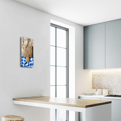 Relógio de vidro vertical Tábuas de corte marrons para cozinha