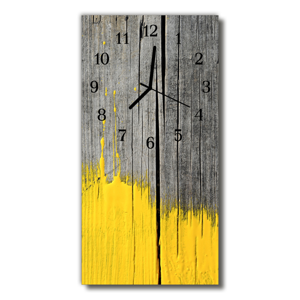 Relógio de vidro vertical Tinta para madeira amarela
