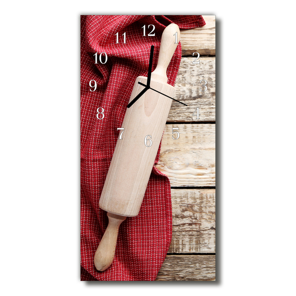 Relógio de vidro vertical Rolo de massa de madeira colorido