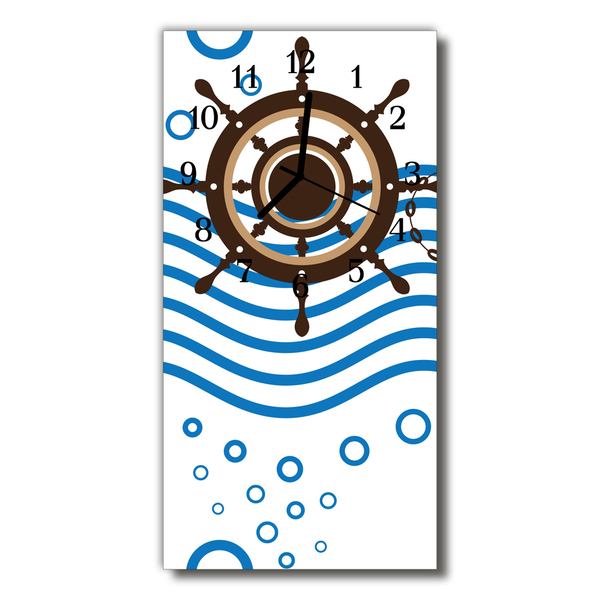 Relógio vertical O leme de um navio colorido