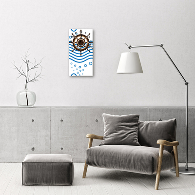 Relógio vertical O leme de um navio colorido