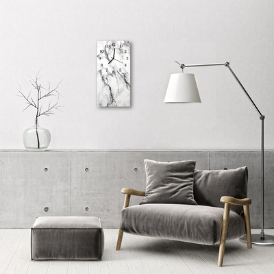 Relógio de vidro vertical Mármore prateado